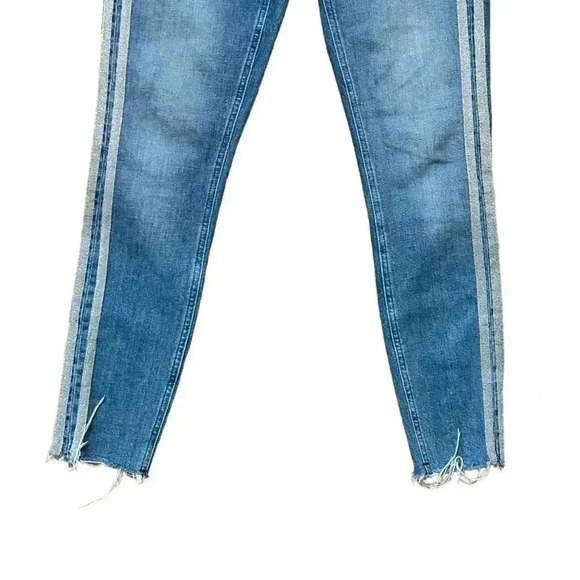 Anthropologie Pilcro & The Letterpress Silver Glitter Side Stripe Jeans 25 - Picture 4 of 9